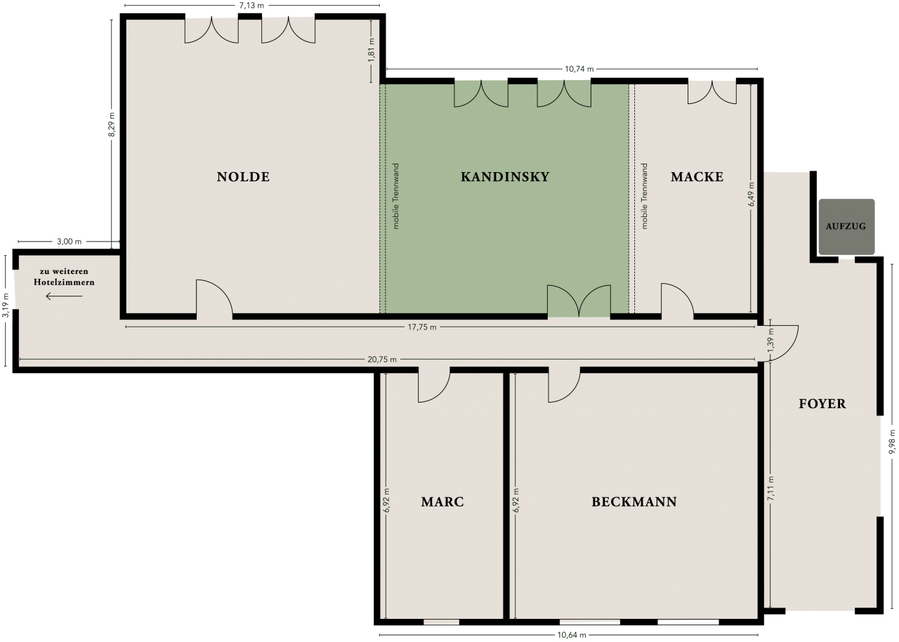 
Kandinsky
Bis 24 Personen | 45 m²

