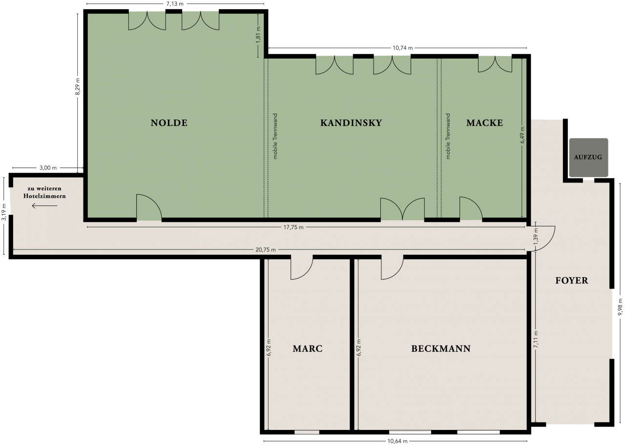 
Nolde-Kandinsky-Macke
Bis 120 Personen | 124 m²

