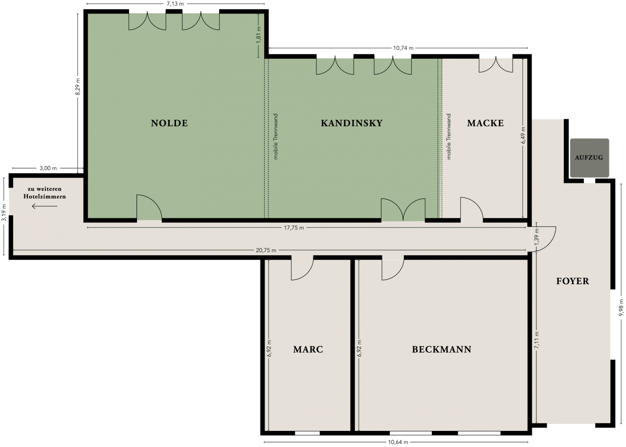 
Nolde-Kandinsky
Bis 102 Personen | 70 m²

