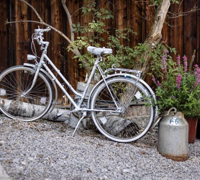 Deko Fahrrad Blumen Scheune