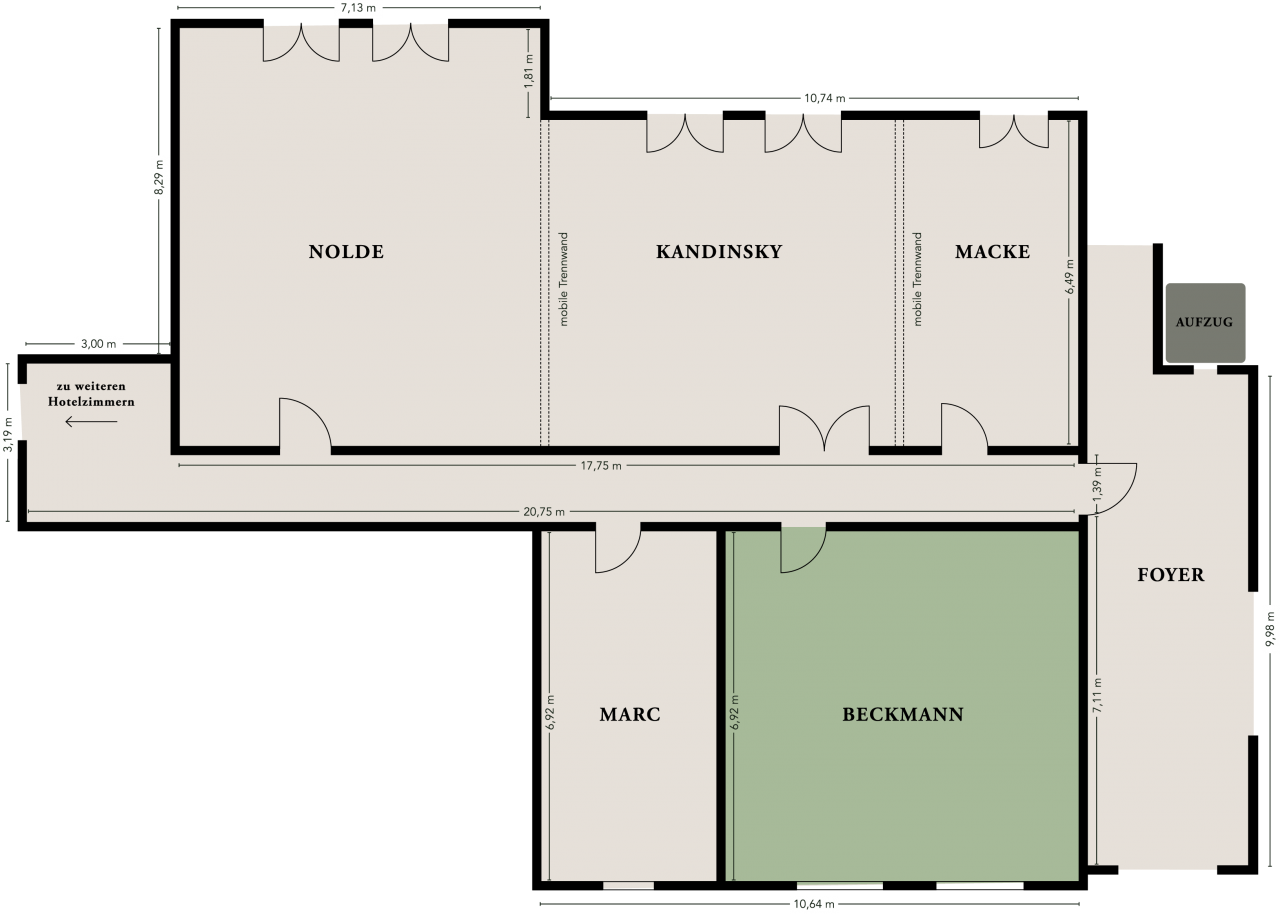 
Beckmann
Bis 32 Personen | 49 m²

